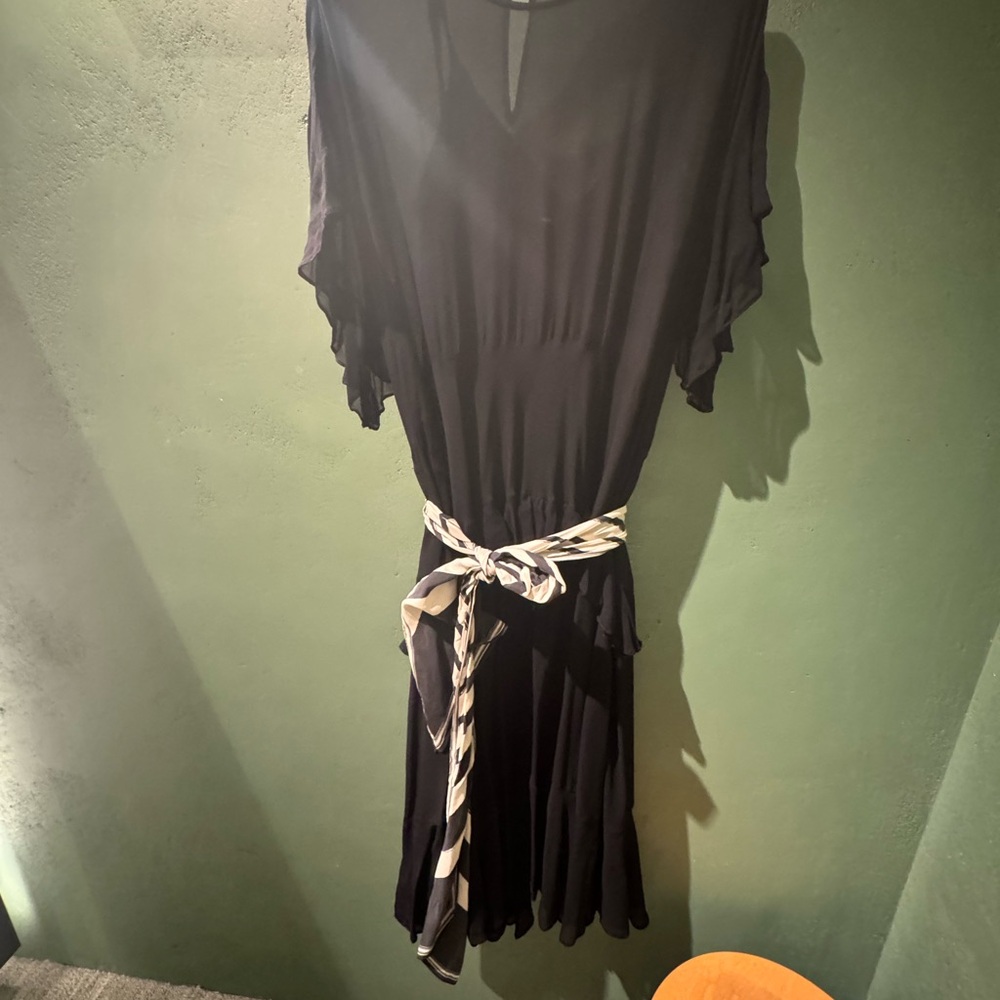 Zimmermann Elegant Black Dress with Striped Belt size 3